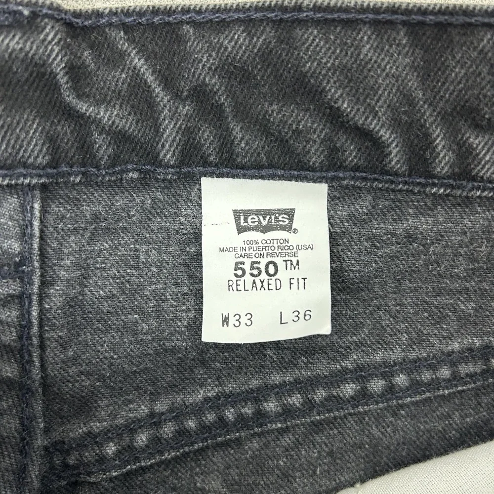 Levis 550 Jeans Mens 33x36 Black Vintage Orange‎ Tab 90's Relaxed Fit Tapered